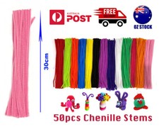50X Pipe Cleaners Chenille Stems Pipe Cleaner Craft sticks Asst Colours Art 30cm Chenille price