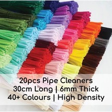 20pcs Pipe Cleaners Chenille Stems Quality High Density 30cm Craft Kids Artwork Chenille price
