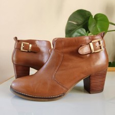 Ziera Toledo Leather Ankle Boot brown Block Heel Zip Comfort kumpf 37.5 As New Women's Boots price