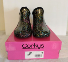 STORMY WOMENS RAIN BOOT BY CORKY FOOTWEAR/PRE-OWNED/COLOR MULTI DOT/SIZE 11 MED. Women's Boots price