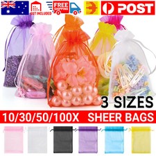 10-100pcs Organza Bag Sheer Bags Candy Packaging Jewellery Gift Wedding Pouch AU Bags price