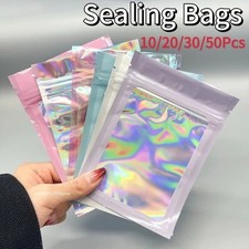 100X Mylar Zip Bags Foil lock Clear Rainbow Seal Pouch Holographic Packaging Bag Bags price