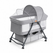 Baby Bassinet Bedside Sleeper with Mosquito Net, Portable Folding Crib,GREY Baby Mosquito Net price