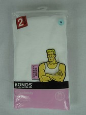 Bonds Girls Chesty Bond Cotton Singlets Tops 2 Pack sizes 12 14 Colour White Girls' Underwear price