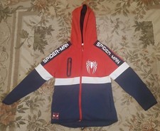 Disney Marvel Spiderman Varsity Jacket Boys Size 7/8 Red Blue White Zipper Boys' Jacket price