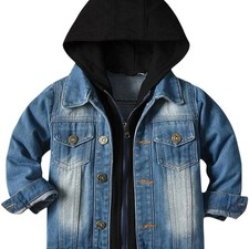 Boys Retro Style Blue Denim Jeans Jacket Hoodie Size 6-7 Years Exc. Condition! Boys' Jacket price