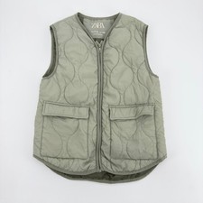 Zara Girls Sage Green Onion Quilted Utility Vest Zip Front Size 9-10 Years Boys' Jacket price