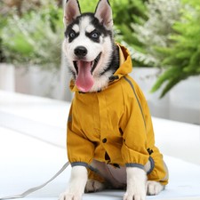 Dog Raincoat Waterproof Four Leg Pet Jacket Reflective Hooded Outdoor Coat AU Outdoor Coat price