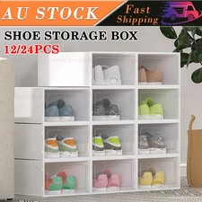 Artiss Shoe Rack Storage Cabinet Shoe Box 12/24 Stackable Plastic Cube White AU Shoe Storage Box price