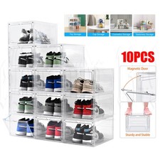 10PCS Shoe Box Storage Case Clear Boxes Foldable Stackable Transparent Organizer Shoe Storage Box price