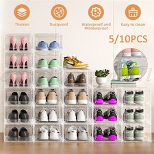 5/10x Shoe Box Storage Case Clear Boxes Foldable Stackable Transparent Organizer Shoe Storage Box price