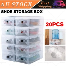 20X Shoe Box Storage Clear Case Foldable Stackable Plastic Transparent AU NEW Shoe Storage Box price