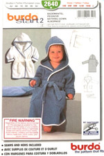 Burda Pattern 2640  Baby Toddler Hooded Dressing Gown Robe Sizes 3mo - 2yrs Baby Dressing Gown price