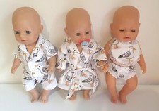 Dolls Clothes made to fit 43cm Baby Born Doll. Seagulls Dressing Gown, PJs Bib Baby Dressing Gown price
