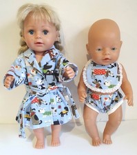 Dolls Clothes made to fit 43cm Baby Born Doll,Dog Blue, Dressing gown,Bib,etc Baby Dressing Gown price