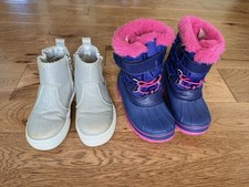 Toddler Girl Boots (lot of 2) Sparkly Silver Boots and Fuzzy Warm Winter Boots Girls' Boots price