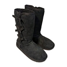 Koolaburra by UGG Girl's Victoria Tall Boot Youth Black Sheep Skin Suede 1020171 Girls' Boots price