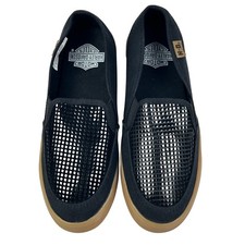 Harley-Davidson D61013 Black Canvas Slip On Sneakers Gum Sole Kids 3 Womens 5 Boys' Casual Shoes price