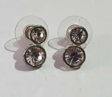 Two clear stone drop earring in silver coloured setting Coloured Stone Earrings price