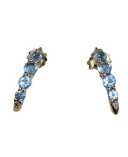 Ladies 9ct Yellow Gold Diamond with Coloured Stone Earrings Ref#506567 Coloured Stone Earrings price