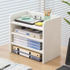Desktop File Organizer 4 Tier Wooden Desk Shelf, Office Document Storage Rack, D Document Rack price