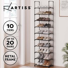 Artiss Shoe Rack Storage Cabinet DIY Stackable Metal Shelf 10-tier Black Shoe Cabinet price