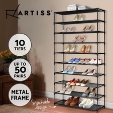 Artiss Shoe Rack Storage Cabinet Stackable Shelves Stand 10 Tiers Black Shoe Cabinet price