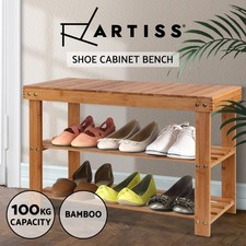 Artiss Shoe Rack Cabinet Storage Bamboo Bench Wooden Shelf Stand 10 Pairs Shoe Cabinet price