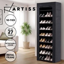 Artiss Shoe Rack Storage Cabinet Stackable Shelf Removable Cover 10 tier Black Shoe Cabinet price