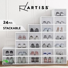 Artiss Shoe Rack Storage Cabinet Shoe Box 24 Stackable Plastic Cube White Shoe Cabinet price