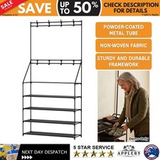 Shoe Rack Hall Tree 16 Pair Storage Rack Coat Stand Hooks Entryway Black Hall Tree price