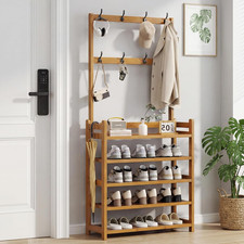 Shoe Rock Orginzer and Coat Rack 2 in 1,Hall Tree,Free Standing Shoe Rack 5 Tier Hall Tree price
