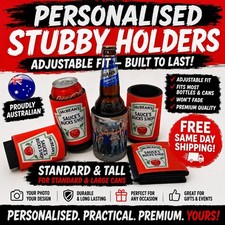 PERSONALISED STUBBY HOLDER Standard Large Can Beer Bottle Custom Cooler Holders Bottle Coolers price