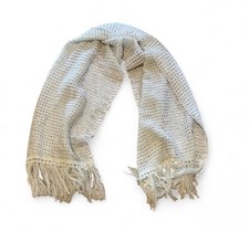 Rikki Women’s white/Silver Metallic Knit Solid Rectangle Scarf with Fringe Women's Scarf price