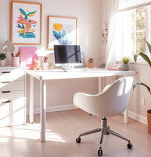 Upgraded Office Computer Desk Office Table White Dining Table 120cm Metal Frame Office Desk price