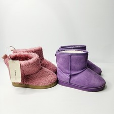 Girls Slippers x2 Winter Warm Boots Target Size 10 Purple Pink One Pair Is New Girls' Slippers price