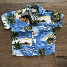 Vintage Aloha Republic Baby Boy Hawaiian Shirt, Size 24m Blue Beach Baby Shirt price