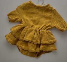 Quincy Mae Rosie Romper | organic cotton Tiered skirt | 000 / 0-3 months EUC Baby Skirt price