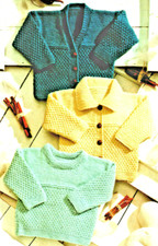 VINTAGE  Prem / Baby to Child/ 2 Cardigans & 1 Jumper  12-24" / 30-61cm  DK Baby Sweater price