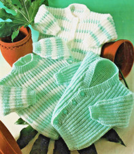 Vintage  Baby / Child Jumper & 2 Cardi's Knitting Pattern  41-56cm / 16-22"  DK Baby Sweater price