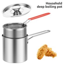 Stainless Steel Deep Fryer with Strainer with Lid Tempura Fryer Pan  Kitchen Fryers price
