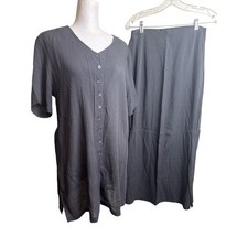 NY&Co Vintage Black Maxi Skirt Button Down Blouse Co-ord Two Piece Set M Modest Wear Set price