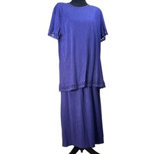 Superline USA Purple Crinkle Plisse 2pc Skirt Set Eyelet Trim One Size Vintage Modest Wear Set price