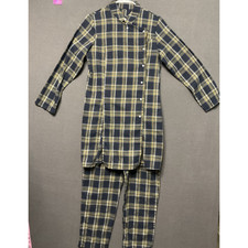Flannel Plaid 2pc Loungewear Set Women L Pull-On Pants Pockets Long Tunic Top Modest Wear Set price
