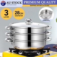 3 Tier Stainless Steel Steamer Meat Vegetable Cooking Steam Pot Kitchen Tool Steam Cookers price
