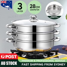 3 Tier Stainless Steel Steamer Meat Vegetable Cooking Steam Pot Kitchen Tool Steam Cookers price