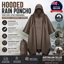 Waterproof Hooded Rain Poncho Camping Hiking Raincoat Tarpaulin Outdoor AU Stock Raincoat & Poncho (Outdoor) price