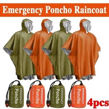 4 Pcs Emergency Poncho, Film Thermal Raincoat Blanket Insulated Outdoor Camping Raincoat & Poncho (Outdoor) price