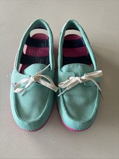 Crocs Women's Beach Line Hybrid Lace Up Boat Shoes Aqua Cyan Size W8 Non Marking Women's Boat Shoes price