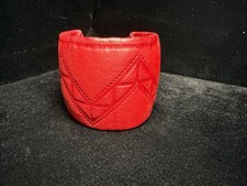 Vintage Red Leather Tooled Southwest Native Inspired Cuff Bracelet SEE VIDEO Ethnic Bracelet price